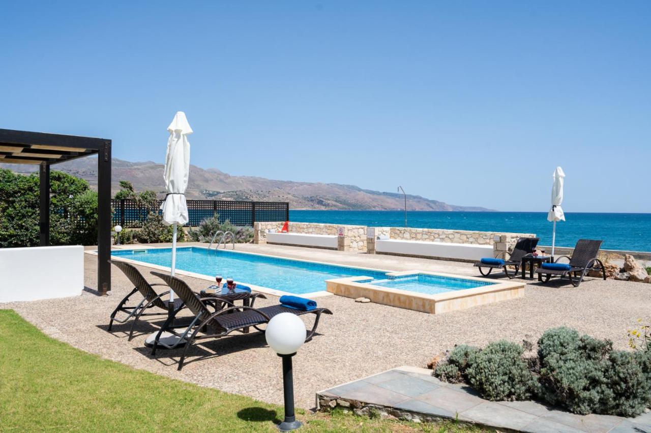 Beachfront Villa Turquoise With Private Pool, Bbq And Ping Pong Table Chania  Ngoại thất bức ảnh
