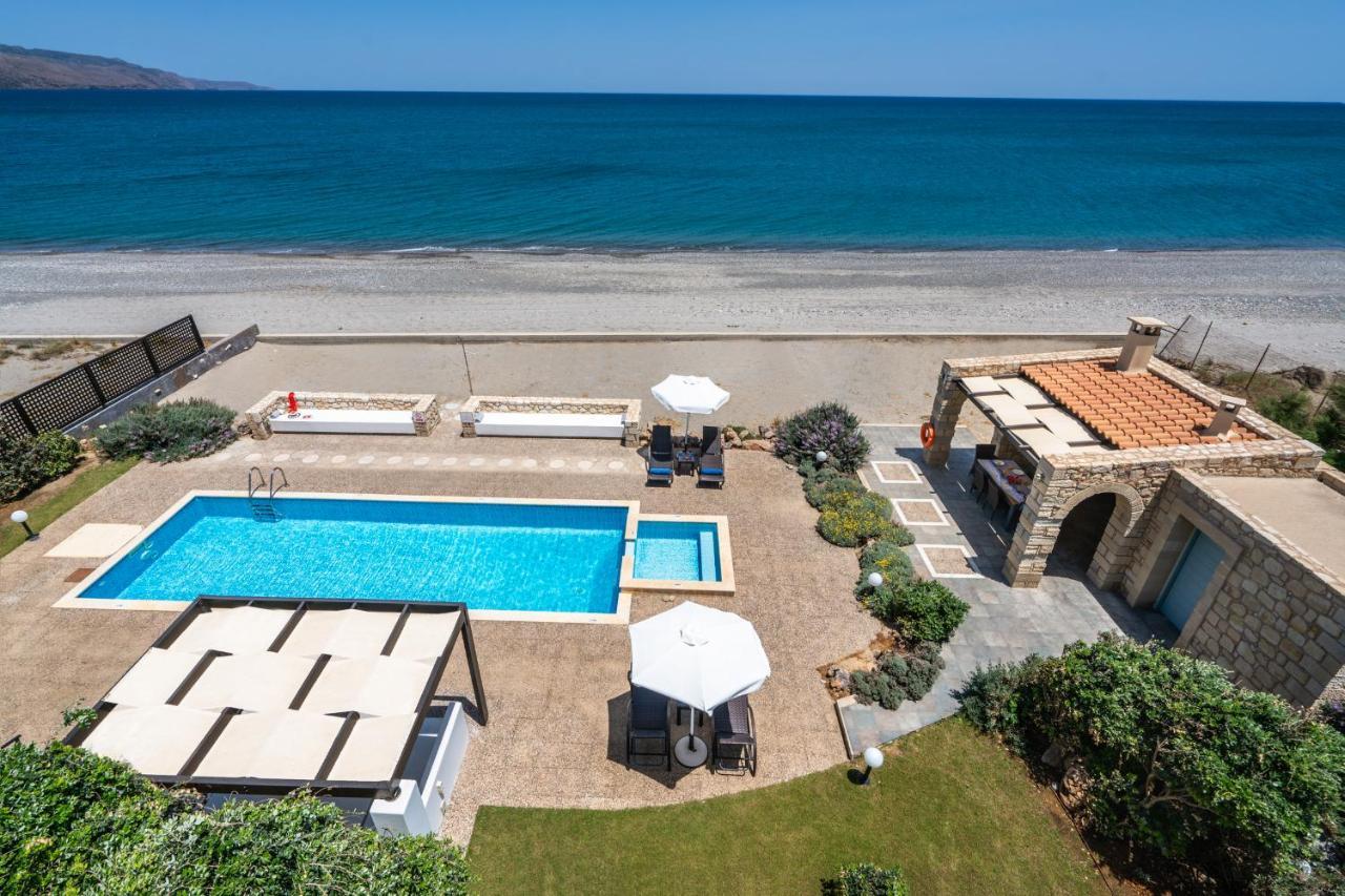Beachfront Villa Turquoise With Private Pool, Bbq And Ping Pong Table Chania  Ngoại thất bức ảnh