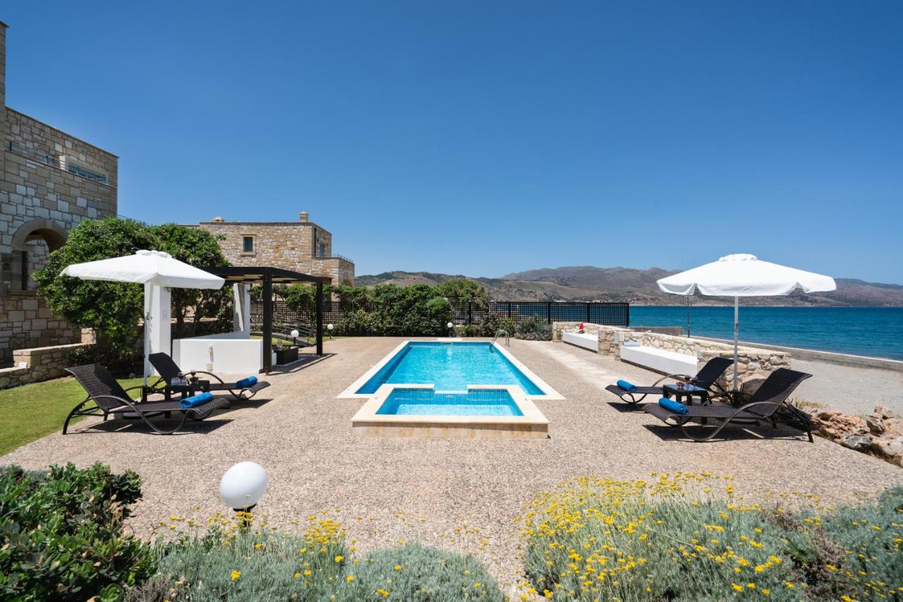 Beachfront Villa Turquoise With Private Pool, Bbq And Ping Pong Table Chania  Ngoại thất bức ảnh
